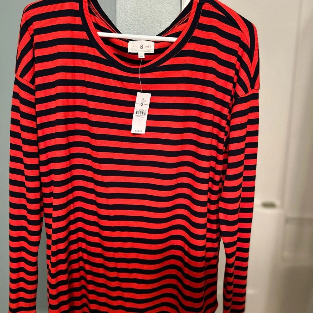 Poppy (red/orange) and Navy long sleeve top.🔝 - Picture 2 of 4